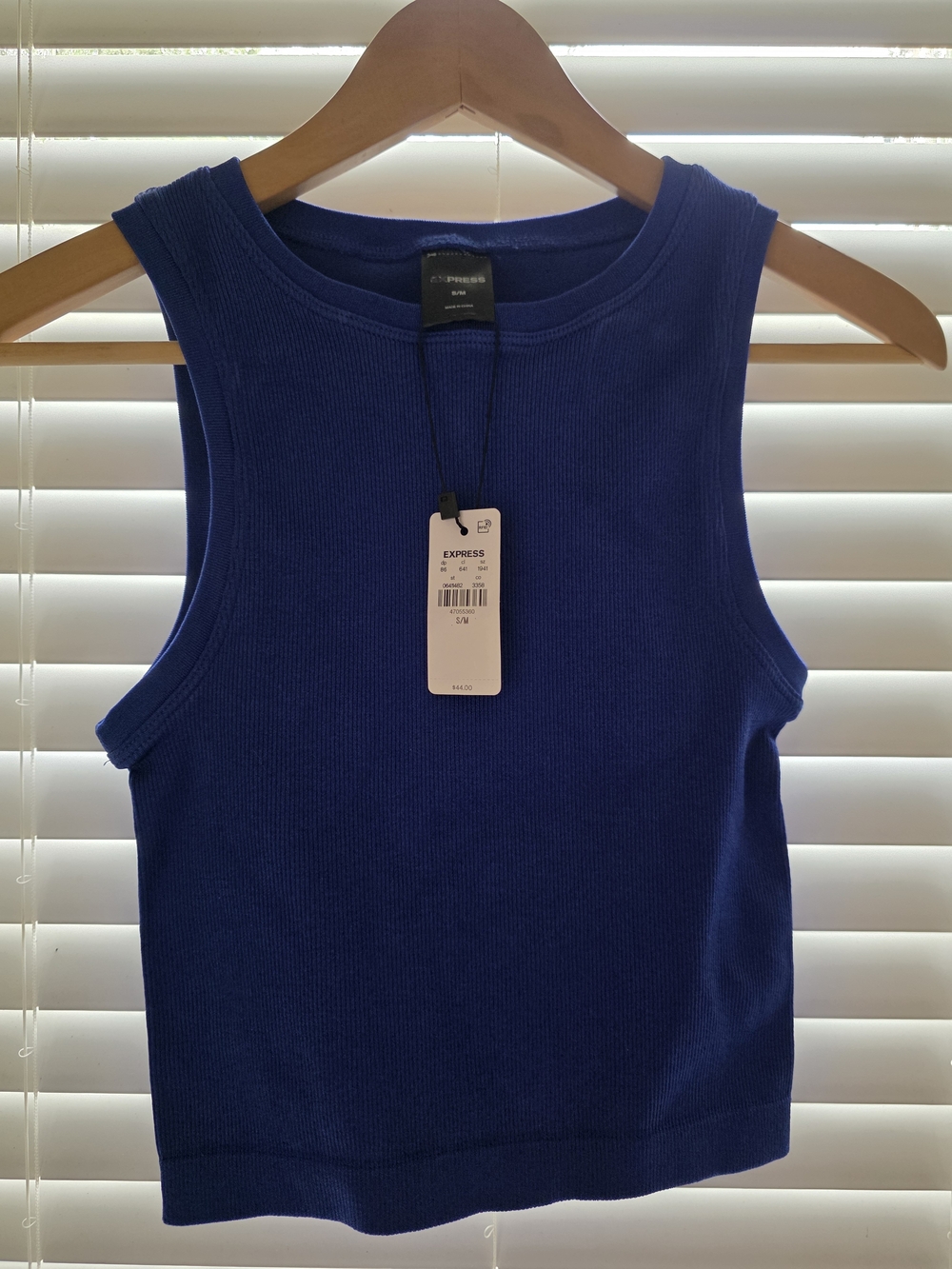 Express Royal Blue Ribbed Tank Top S/M NWT